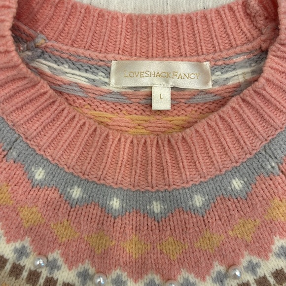 Loveshackfancy Pearl Embellished Sweater Size Large - Picture 3 of 6